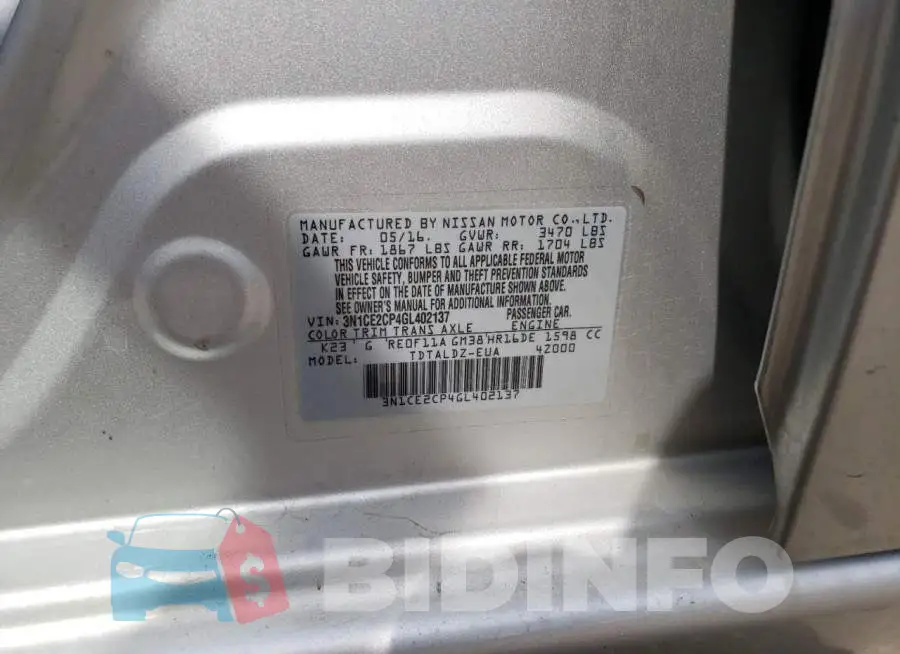 3N1CE2CP4GL402137 Photo# 12