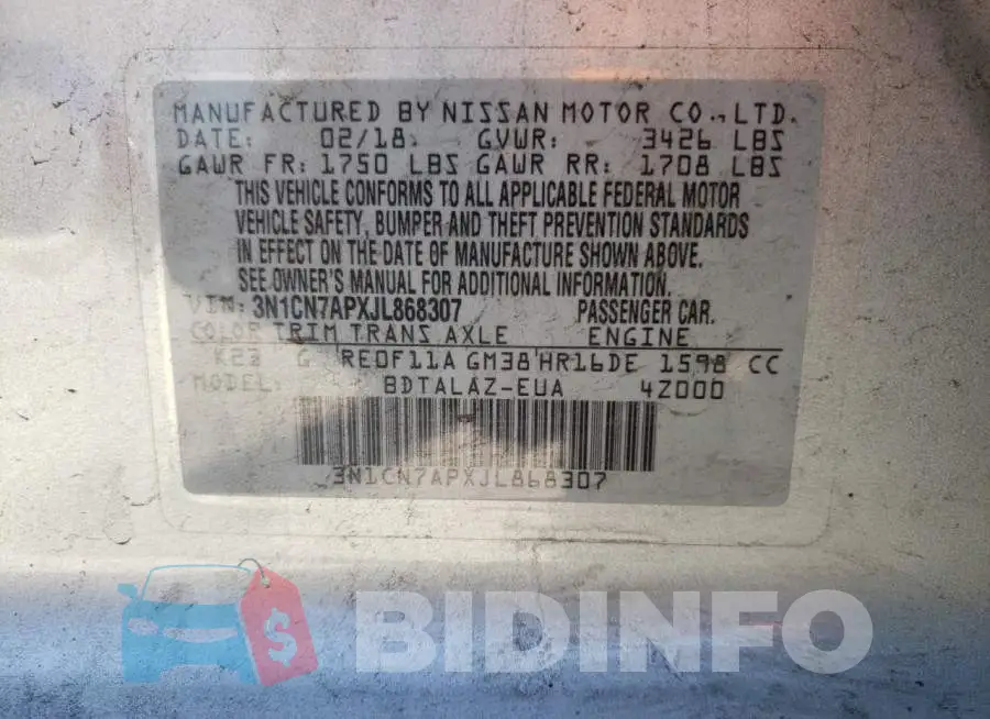 3N1CN7APXJL868307 Photo# 12