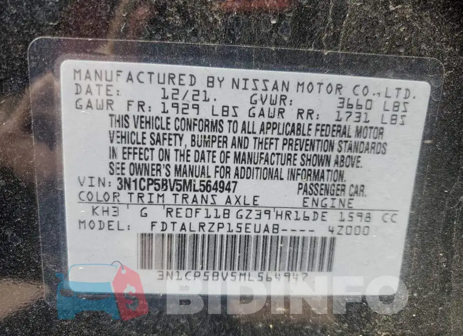 3N1CP5BV5ML564947 Photo# 13