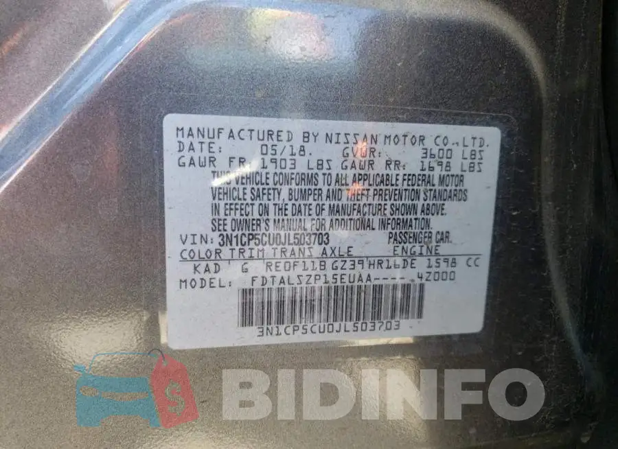 3N1CP5CU0JL503703 Photo# 14