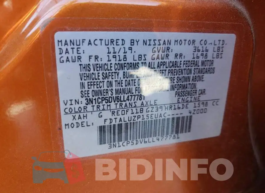 3N1CP5DV6LL477781 Photo# 12