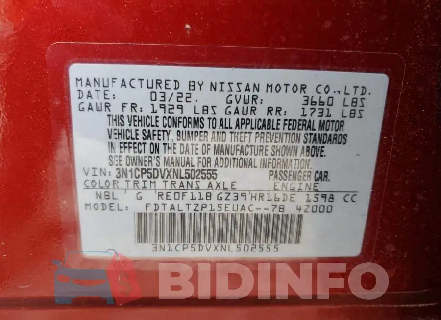 3N1CP5DVXNL502555 Photo# 13