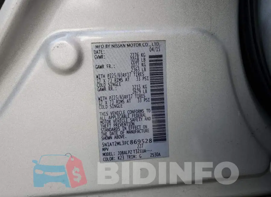 5N1AT2ML3FC869528 Photo# 13