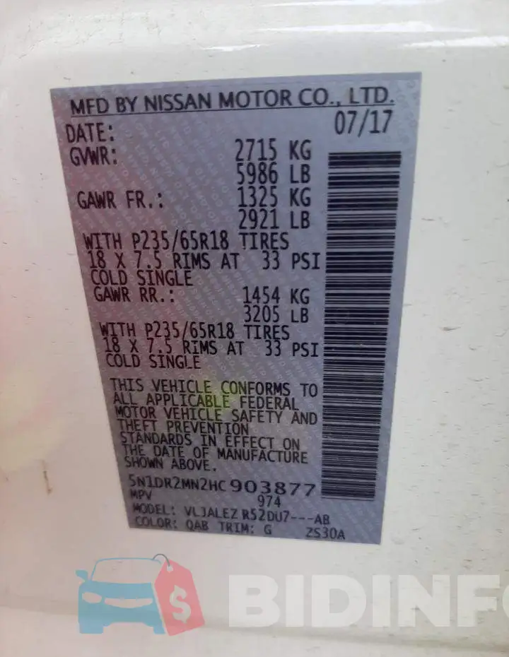 5N1DR2MN2HC903877 Photo# 12