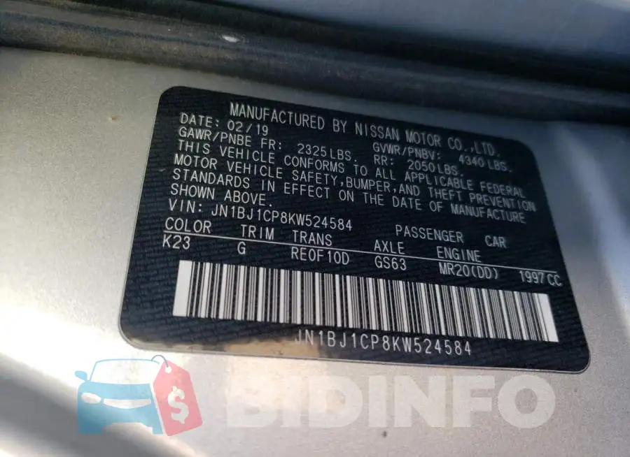 JN1BJ1CP8KW524584 Photo# 12