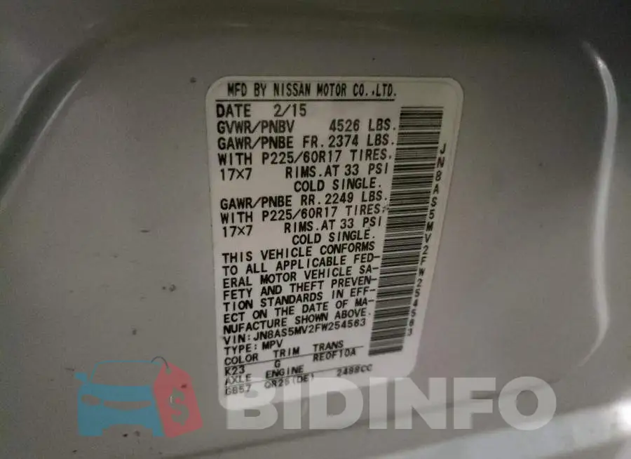 JN8AS5MV2FW254563 Photo# 14