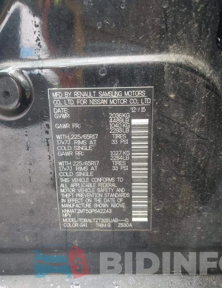 KNMAT2MT5GP642243 Photo# 13
