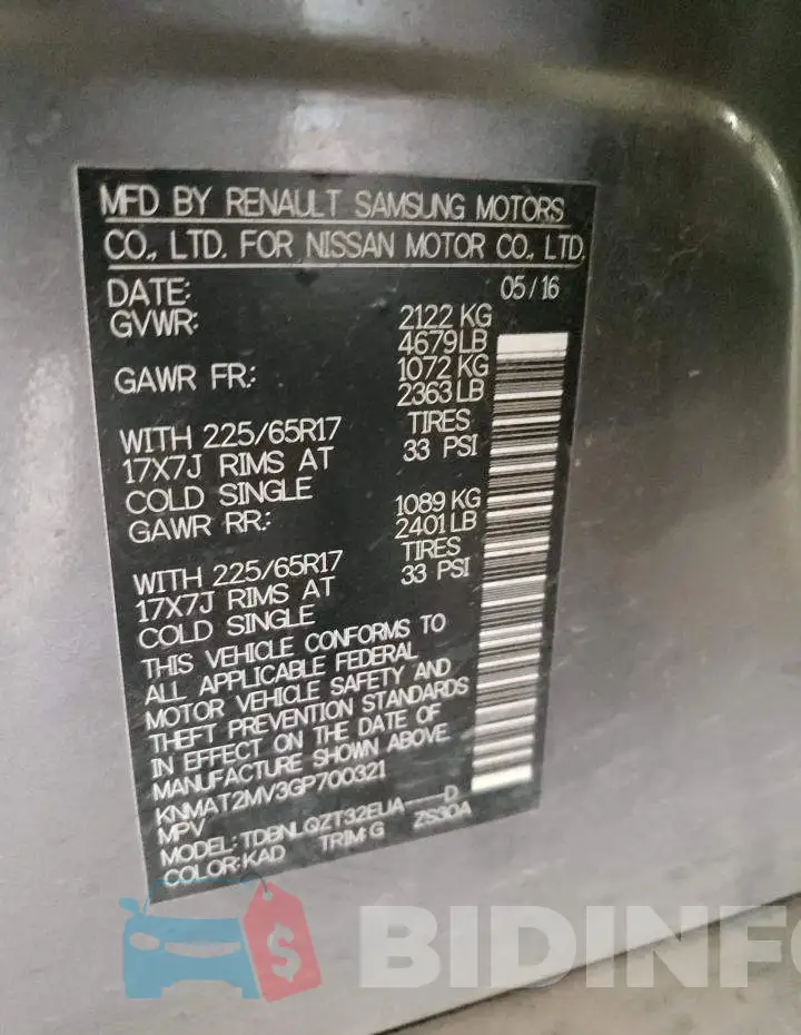 KNMAT2MV3GP700321 Photo# 13