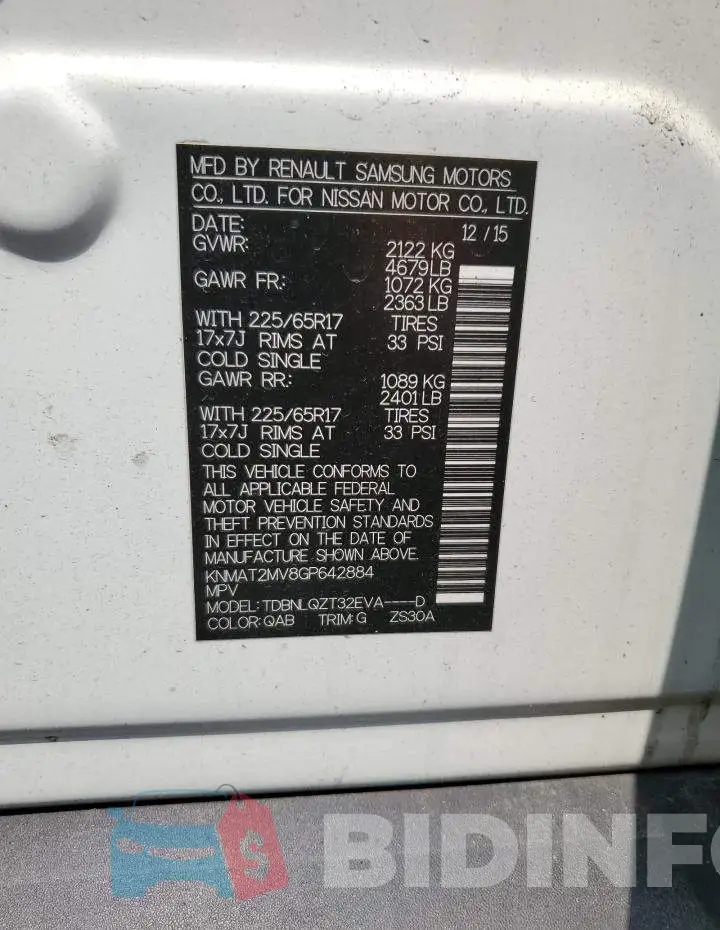 KNMAT2MV8GP642884 Photo# 12