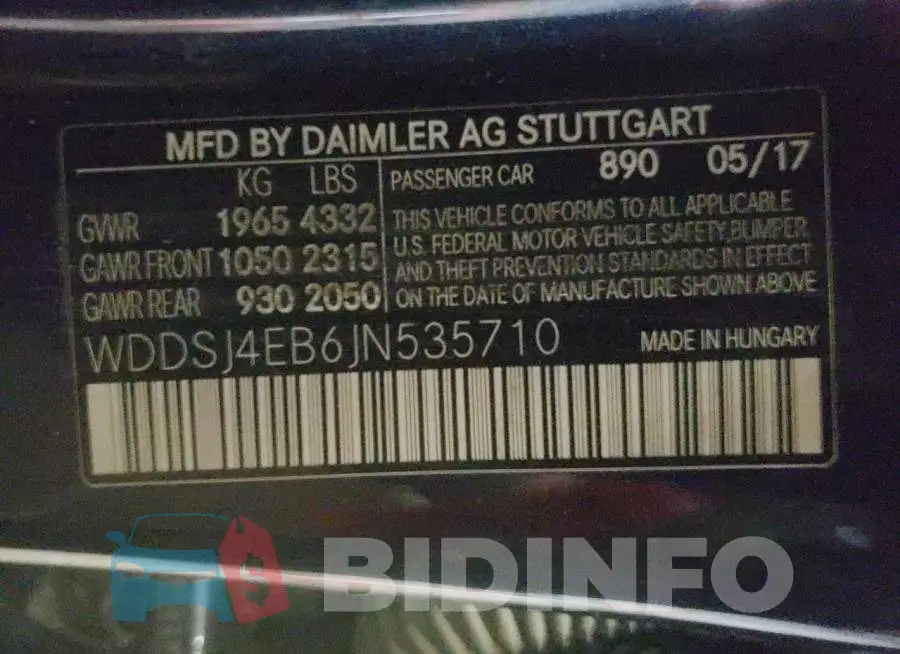 WDDSJ4EB6JN535710 Photo# 12