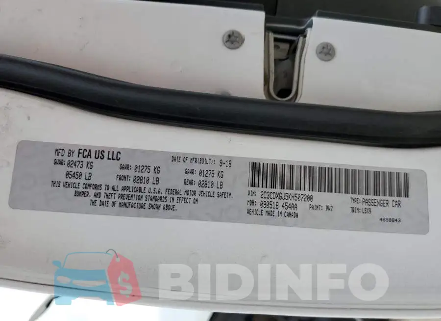 2C3CDXGJ5KH507200 Photo# 12