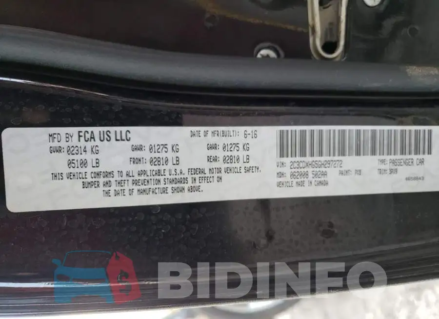 2C3CDXHG5GH297272 Photo# 12