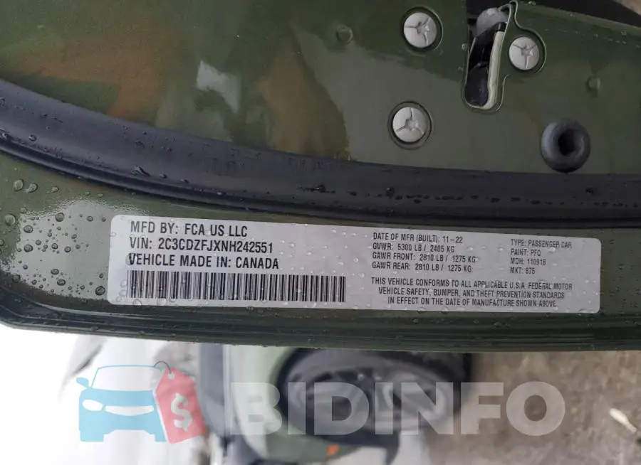 2C3CDZFJXNH242551 Photo# 12