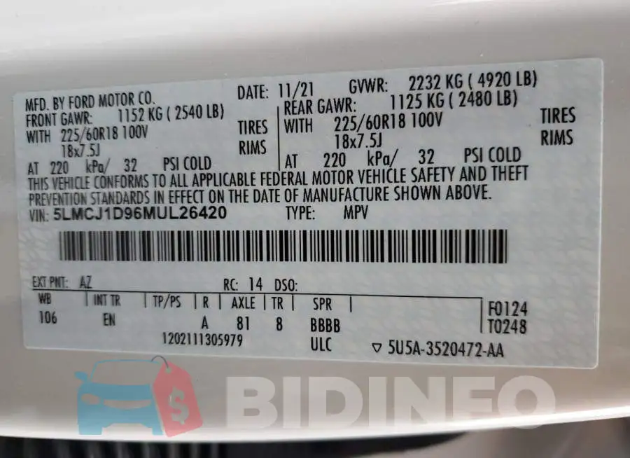 5LMCJ1D96MUL26420 Photo# 13