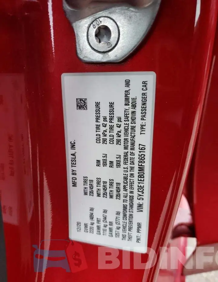 5YJ3E1EB0MF865167 Photo# 12