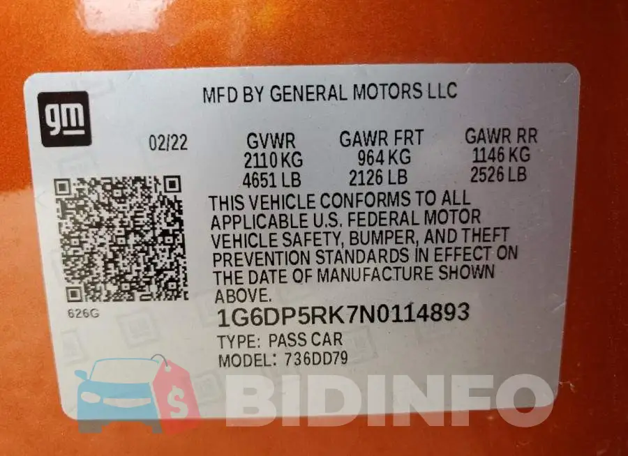 1G6DP5RK7N0114893 Photo# 12