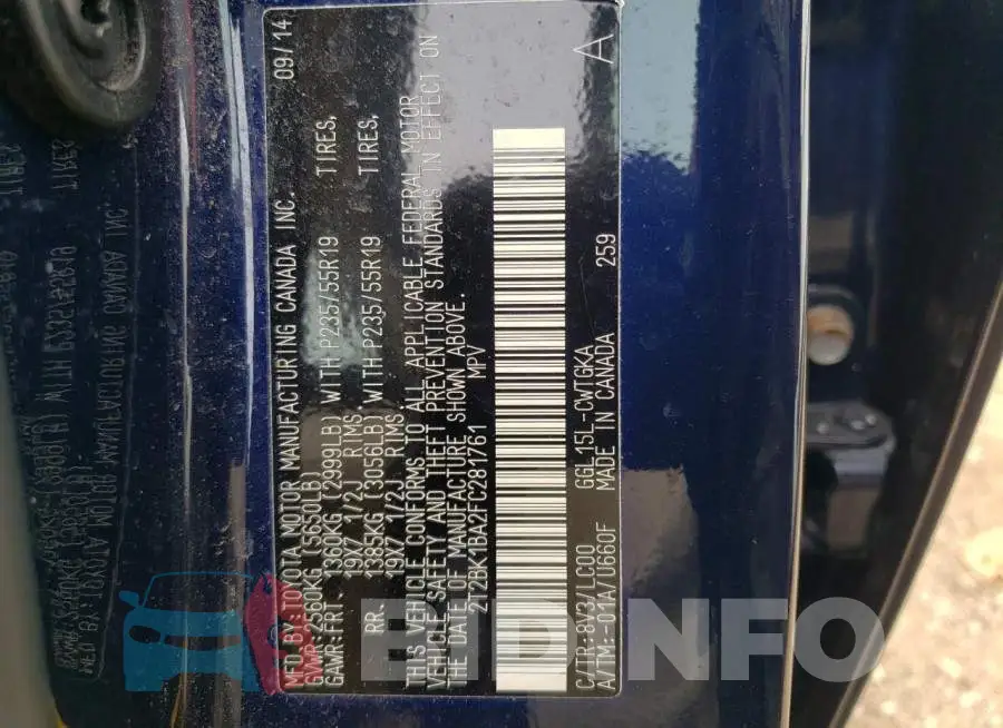 2T2BK1BA2FC281761 Photo# 12