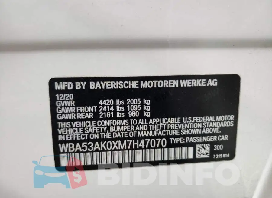 WBA53AK0XM7H47070 Photo# 12