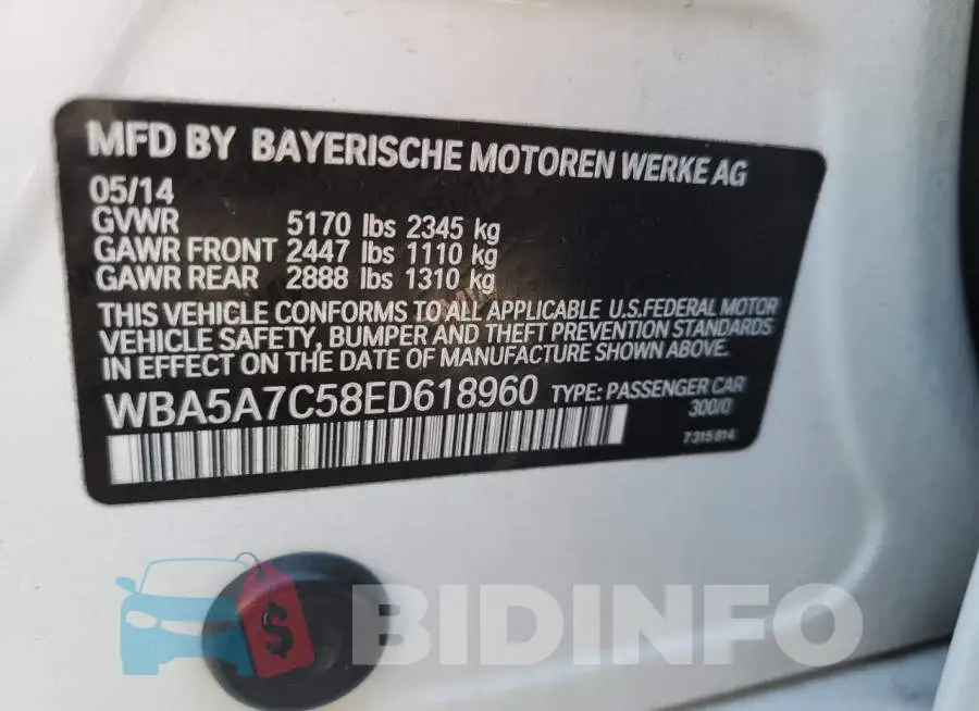 WBA5A7C58ED618960 Photo# 12