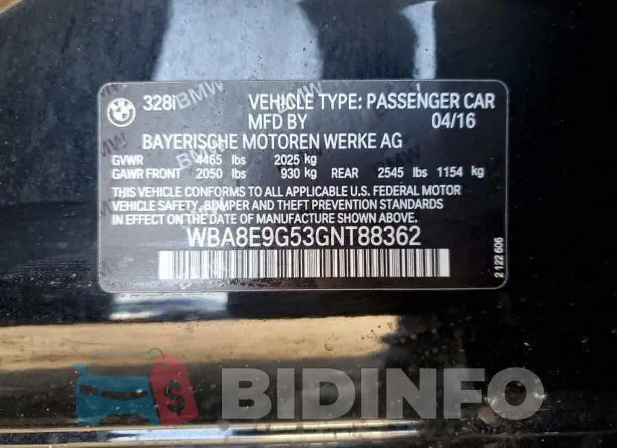 WBA8E9G53GNT88362 Photo# 13