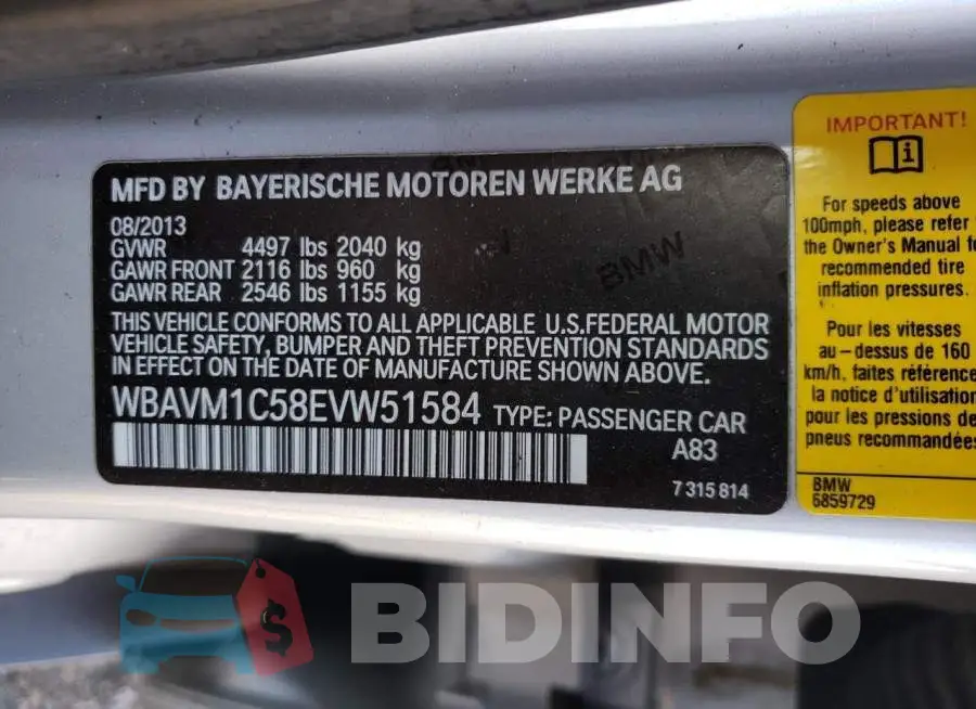 WBAVM1C58EVW51584 Photo# 12