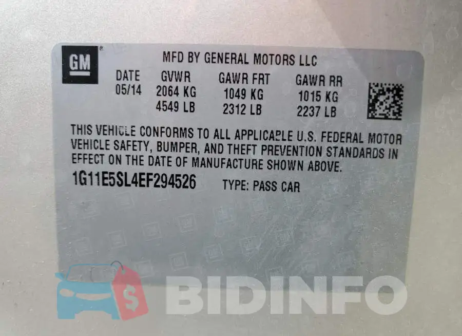 1G11E5SL4EF294526 Photo# 12