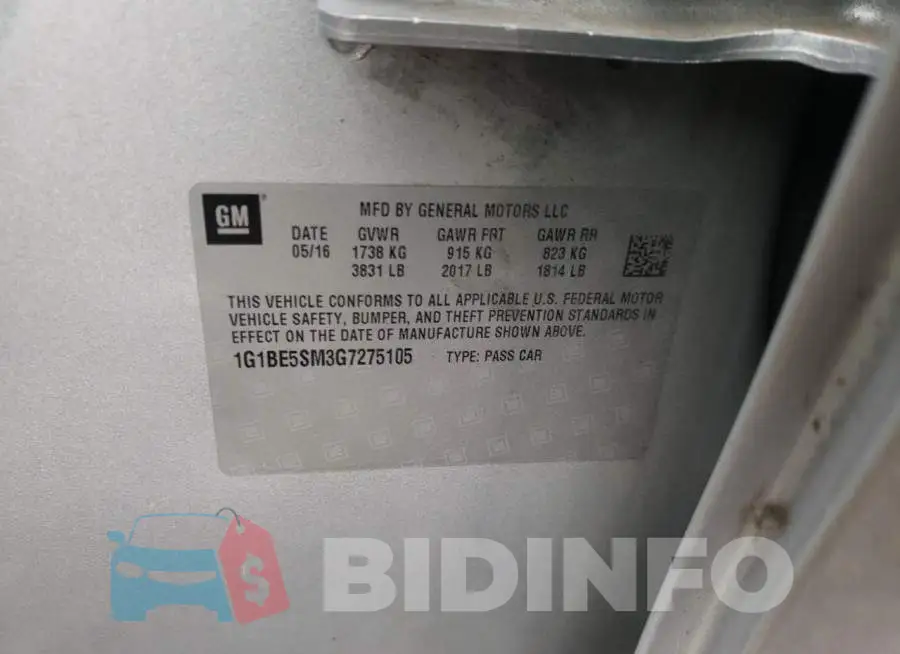 1G1BE5SM3G7275105 Photo# 12