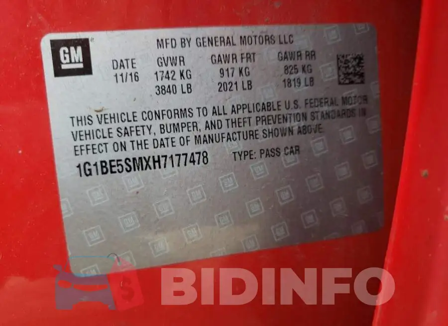 1G1BE5SMXH7177478 Photo# 12