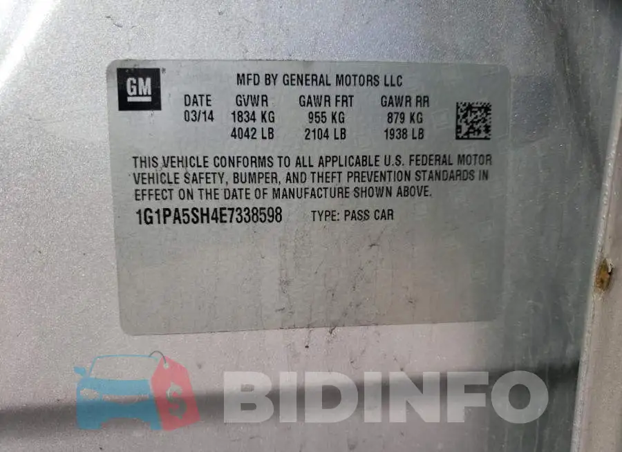 1G1PA5SH4E7338598 Photo# 12