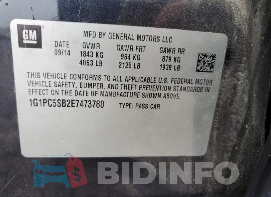1G1PC5SB2E7473780 Photo# 12