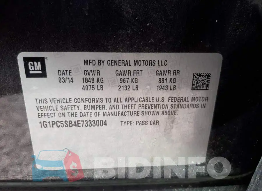 1G1PC5SB4E7333004 Photo# 12