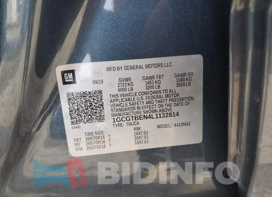 1GCGTBEN4L1132814 Photo# 12
