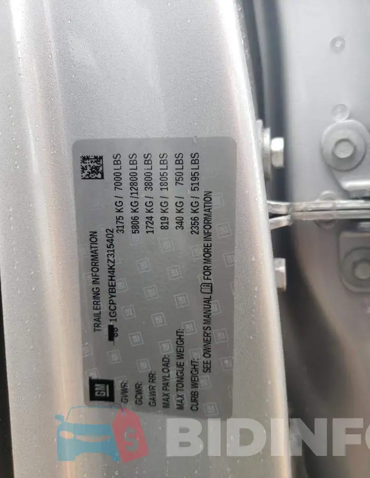 1GCPYBEH4KZ315402 Photo# 13