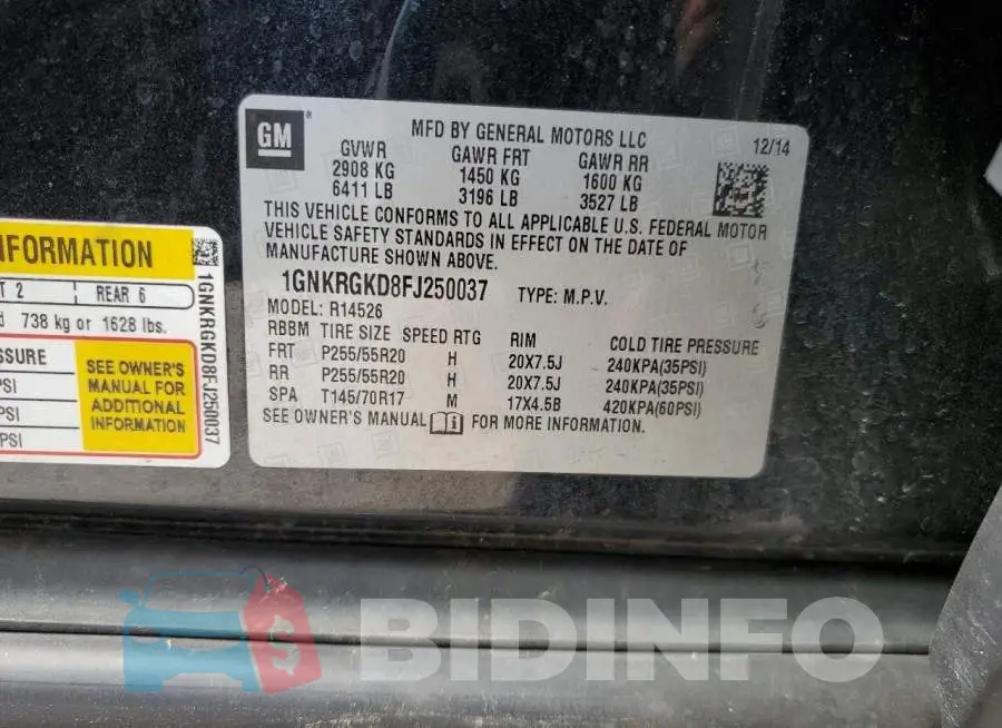 1GNKRGKD8FJ250037 Photo# 13