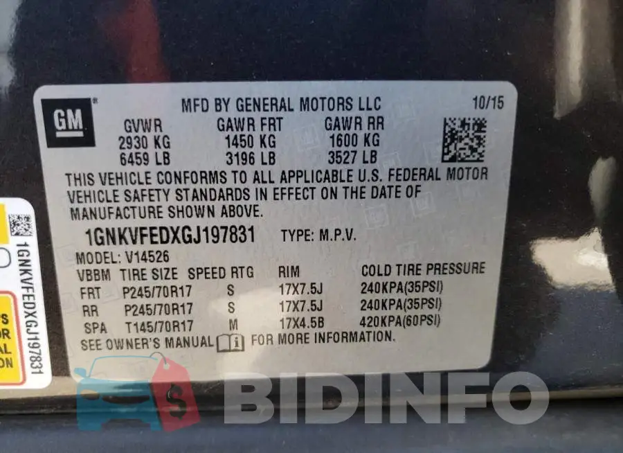1GNKVFEDXGJ197831 Photo# 13