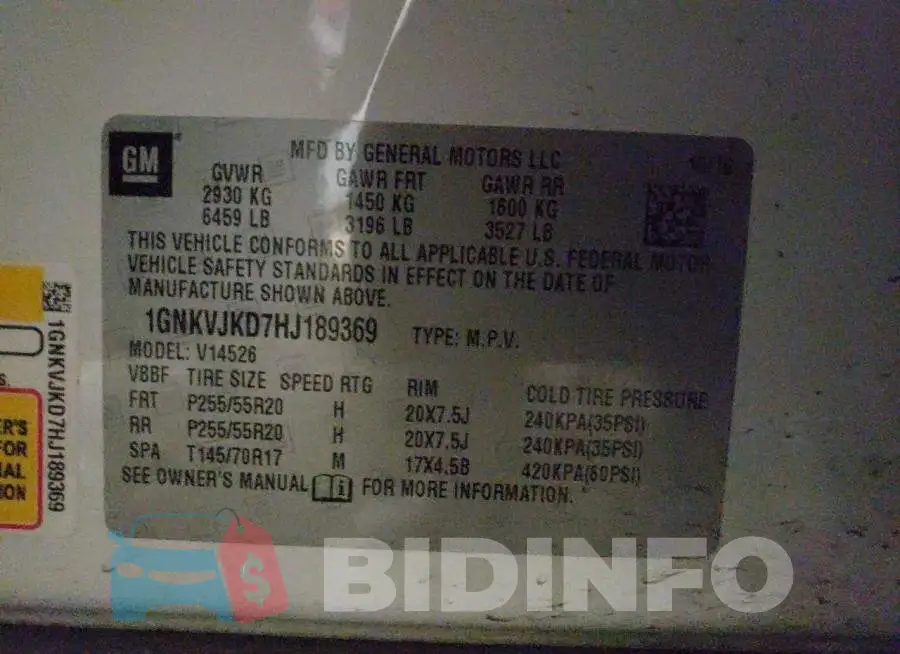 1GNKVJKD7HJ189369 Photo# 13
