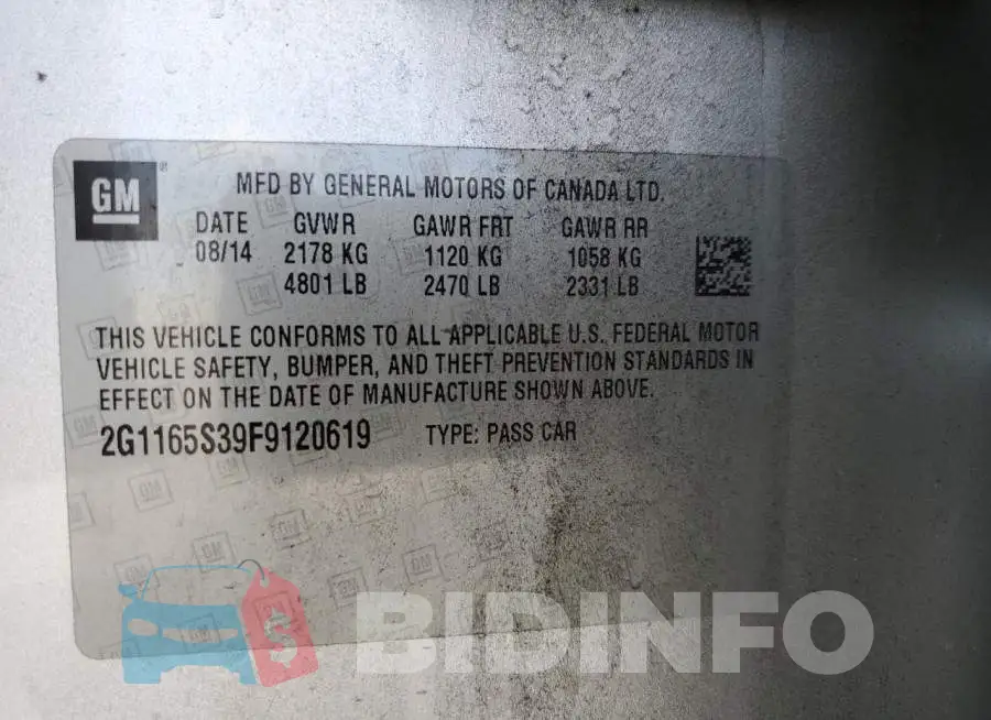 2G1165S39F9120619 Photo# 12