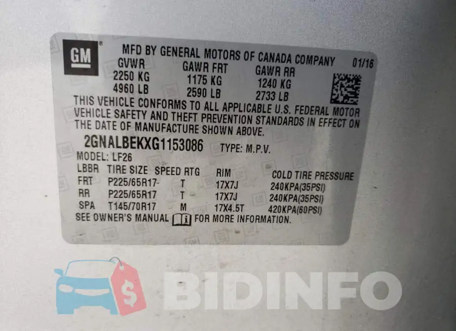 2GNALBEKXG1153086 Photo# 12