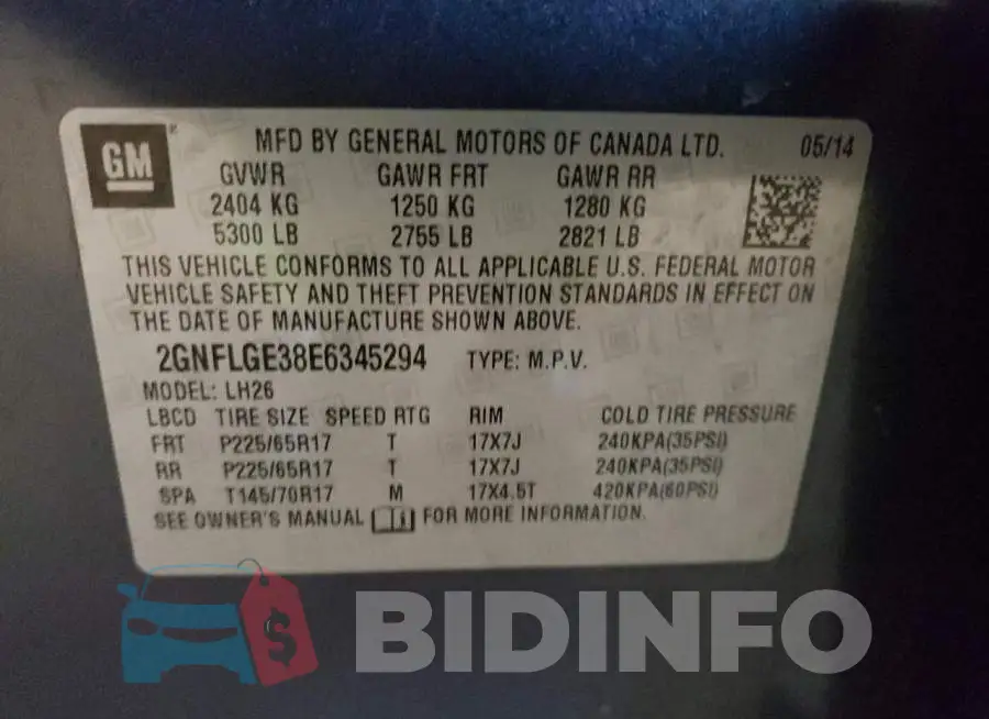2GNFLGE38E6345294 Photo# 12