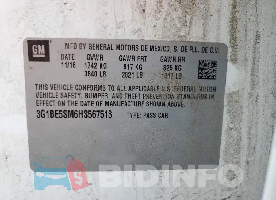 3G1BE5SM6HS567513 Photo# 12