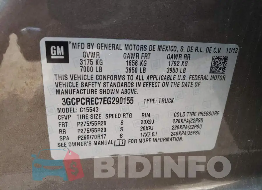 3GCPCREC7EG290155 Photo# 12