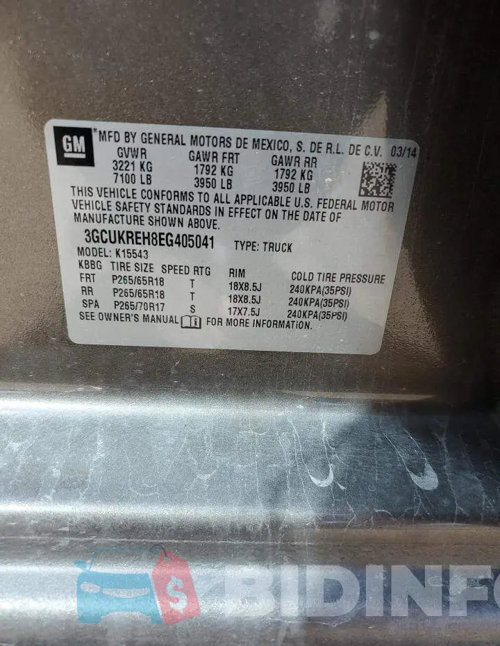 3GCUKREH8EG405041 Photo# 12