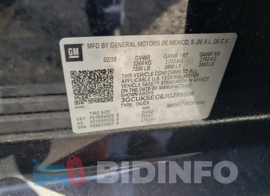 3GCUKSEC8JG295596 Photo# 10