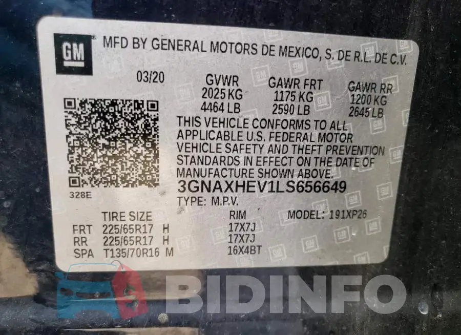 3GNAXHEV1LS656649 Photo# 13