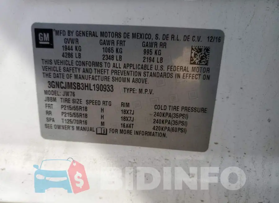 3GNCJMSB3HL190933 Photo# 12