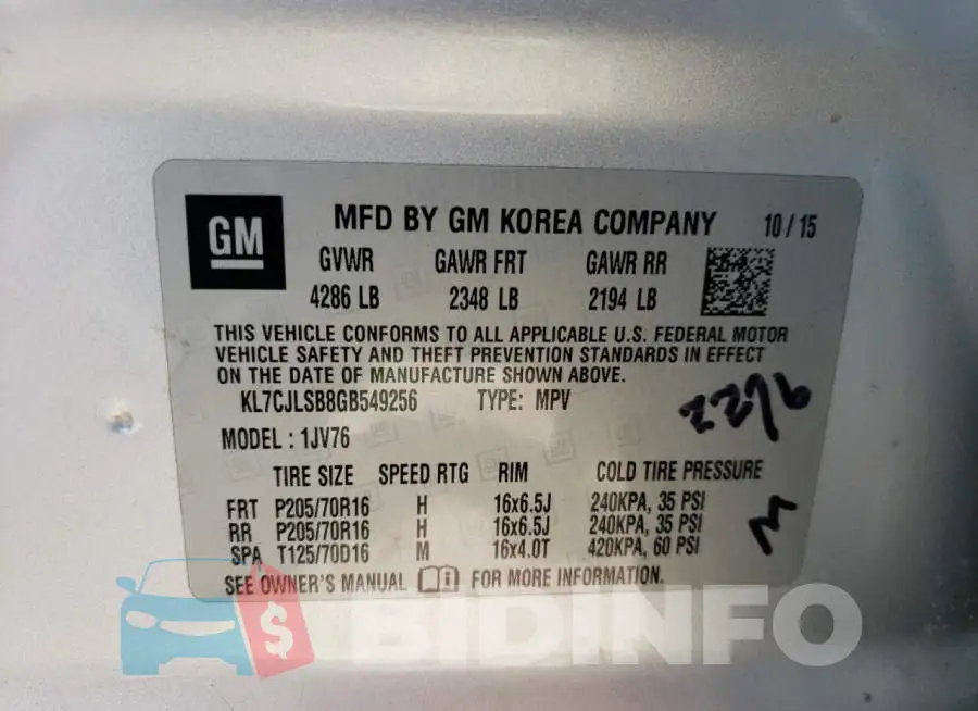 KL7CJLSB8GB549256 Photo# 12