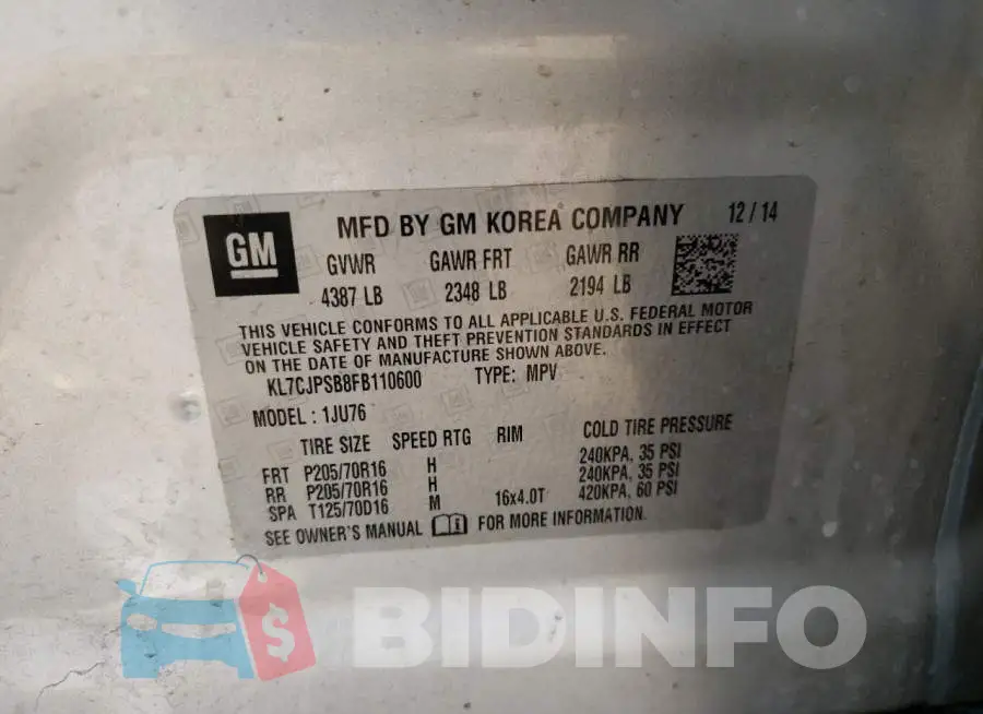 KL7CJPSB8FB110600 Photo# 12