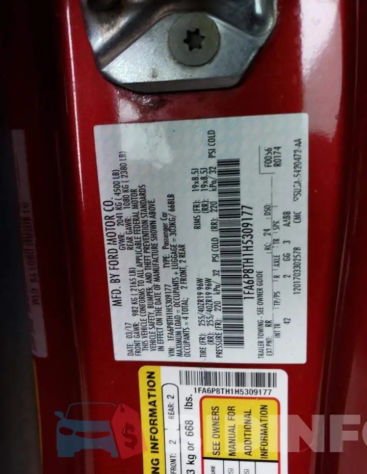 1FA6P8TH1H5309177 Photo# 13