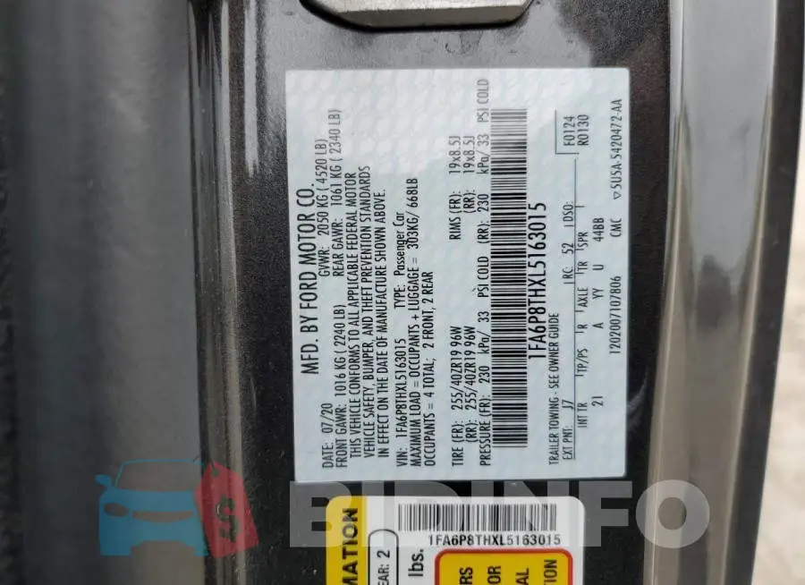 1FA6P8THXL5163015 Photo# 12