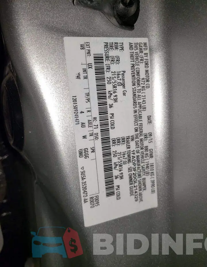 1FADP3F20GL214329 Photo# 12